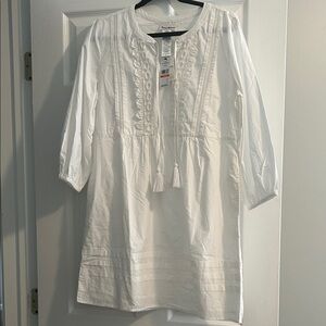 Tommy Bahama White Embroidered Tassel Tunic Dress
